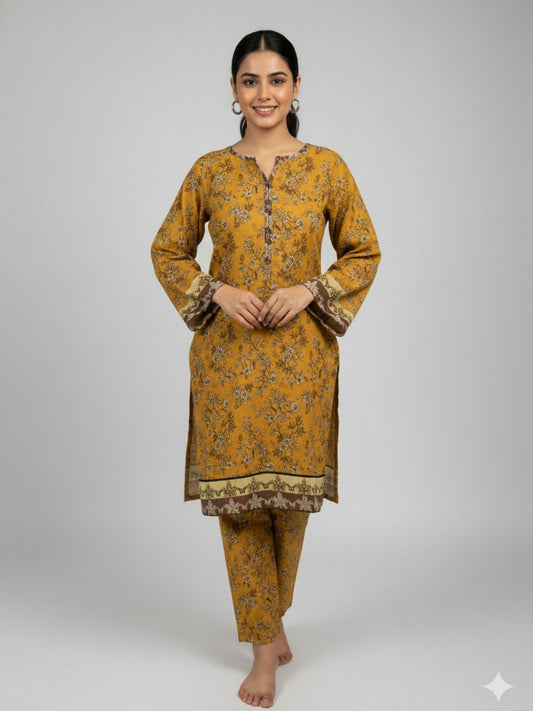 Bin Shaukat Khaddar Karandi Printed Stitched 2-Piece Suit