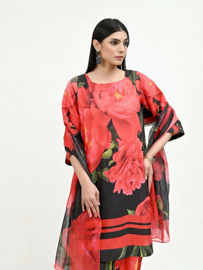 Imran Aftab Valentine's Day Raw Silk Printed Unstitched 3-Piece Suit-IAVD 01