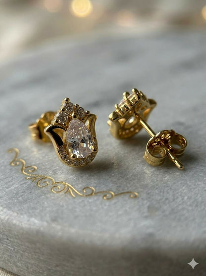 H&A Jewellery Gold Polished Stud Earrings