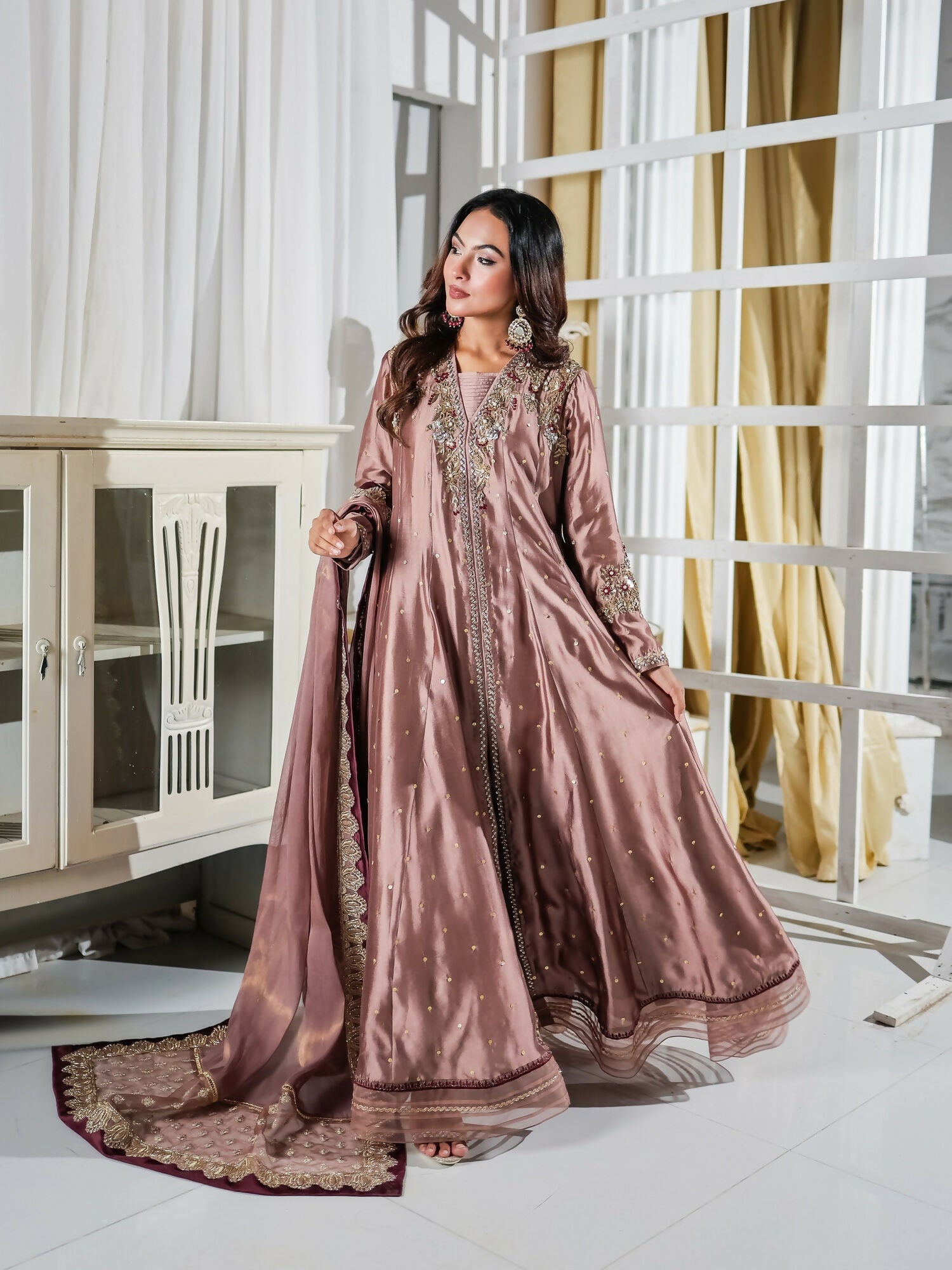 Farooq Hameed Studio Pariza Lux Festive'25 Glass Silk Embroidered Stitched 3-Piece Suit-Ayzel