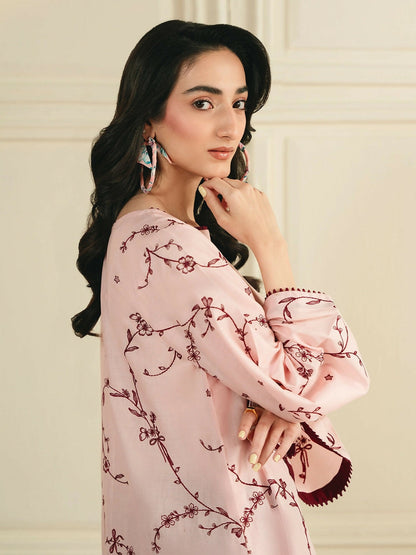 Mannat Clothing Boho Summer'26 Cotton Embroidered Stitched Suit-Soft Vine