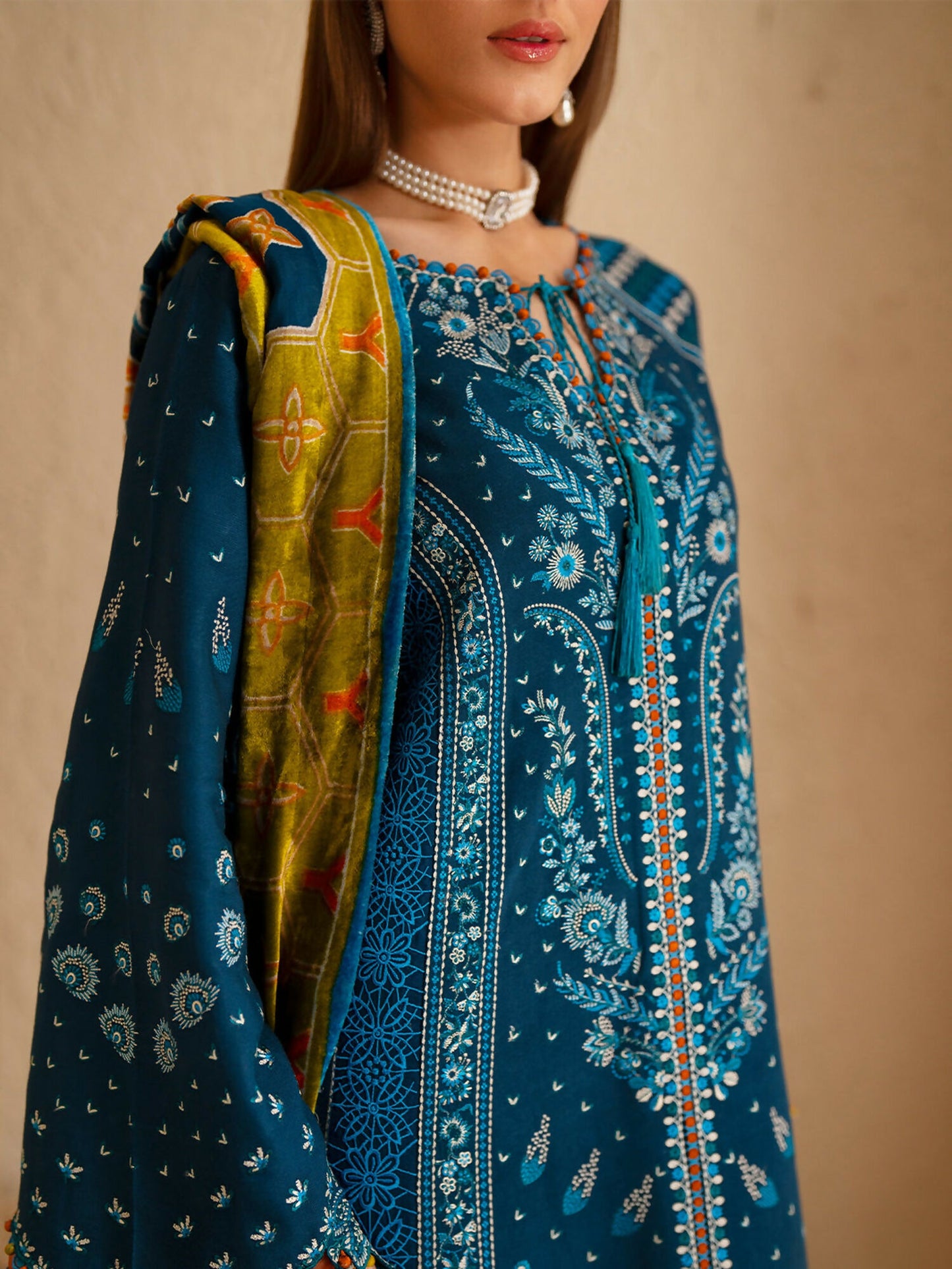 Binilyas Saqqara Kotrai Embroidered Stitched 3-Piece Suit-166-A