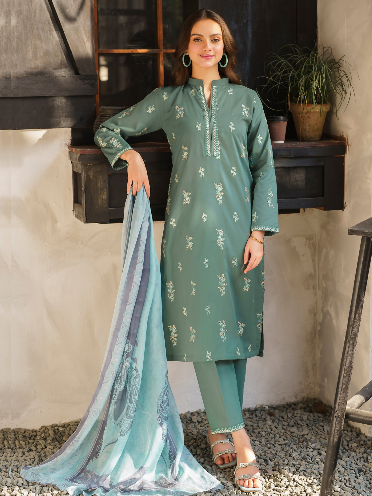 Panache Apparel Lawn Embroidered Stitched Suit-Hana