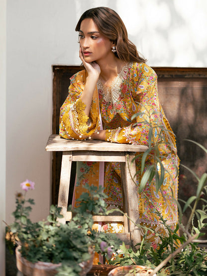 Binilyas Hazel Printed Embroidered Lawn Unstitched 3-Piece Suit-2072 - B