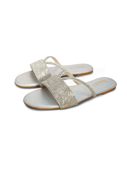 Silver Royale Leather Women’s Slides