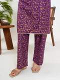 Stylish Collection Enchant Pret Linen Printed Co-Ord Set-Leaf Purple