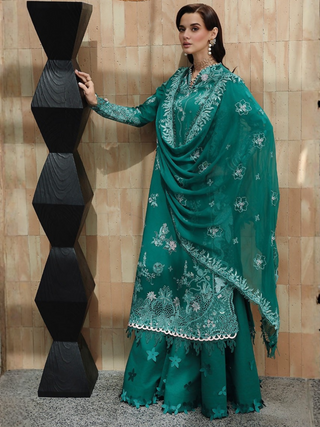 Qalamkar Chikankari Eid Edit'26 Lawn Embroidered Unstitched 3 Piece Suit CM 07 Rogue