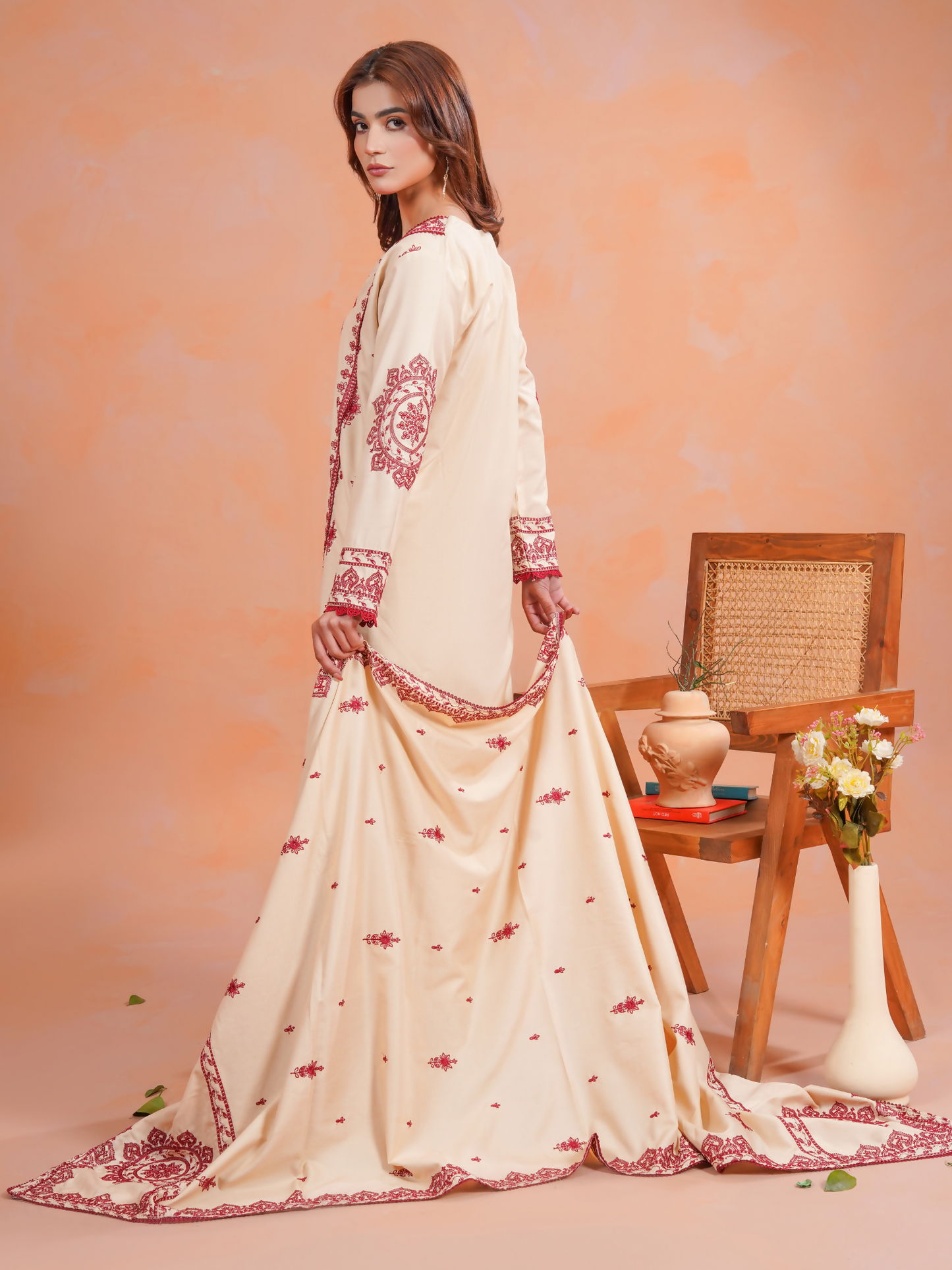 Tawakal Closet Dhanak Embroidered Stitched 3-Piece Suit-Aleesha