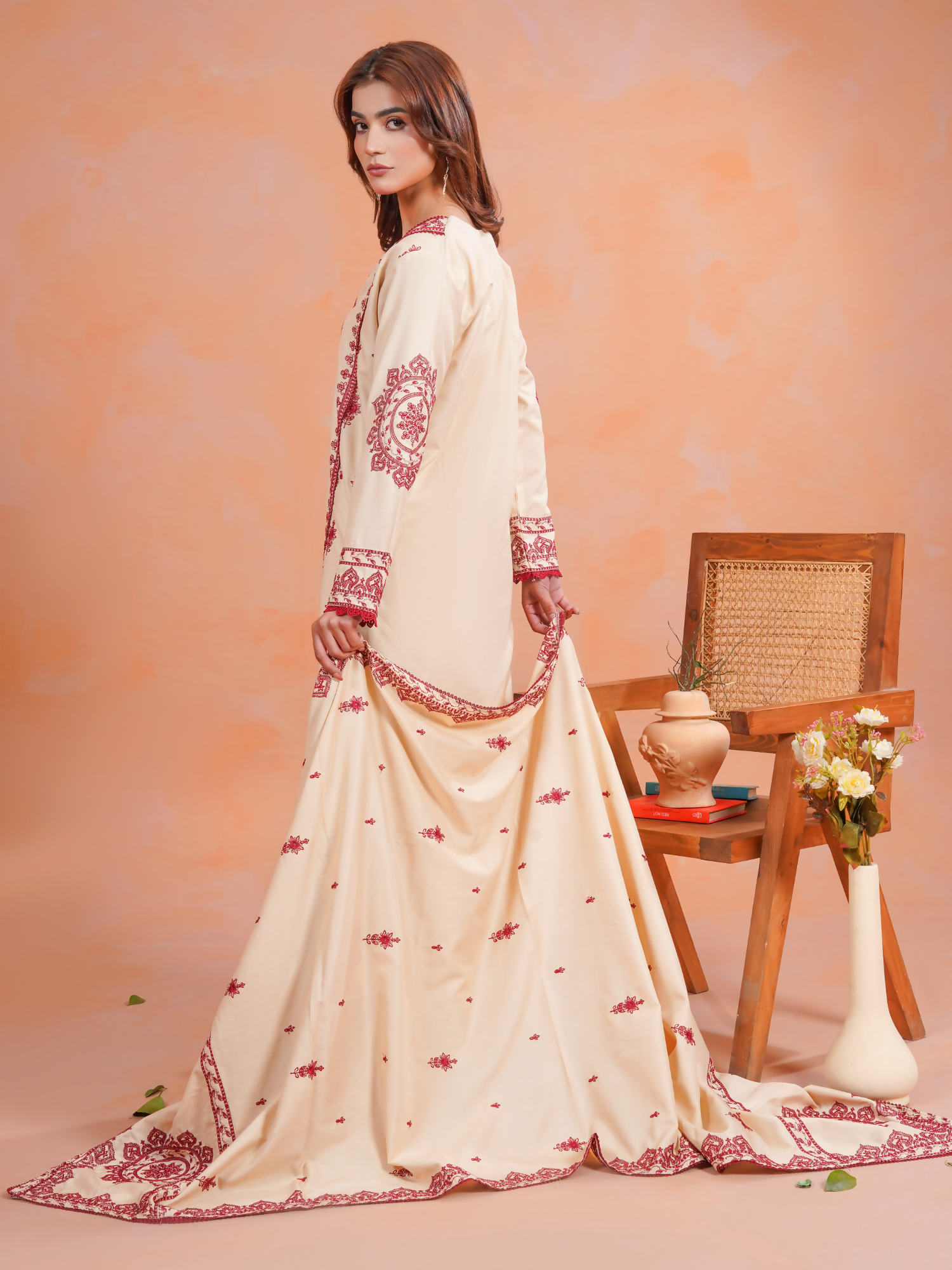 Tawakal Closet Dhanak Embroidered Stitched 3-Piece Suit-Aleesha