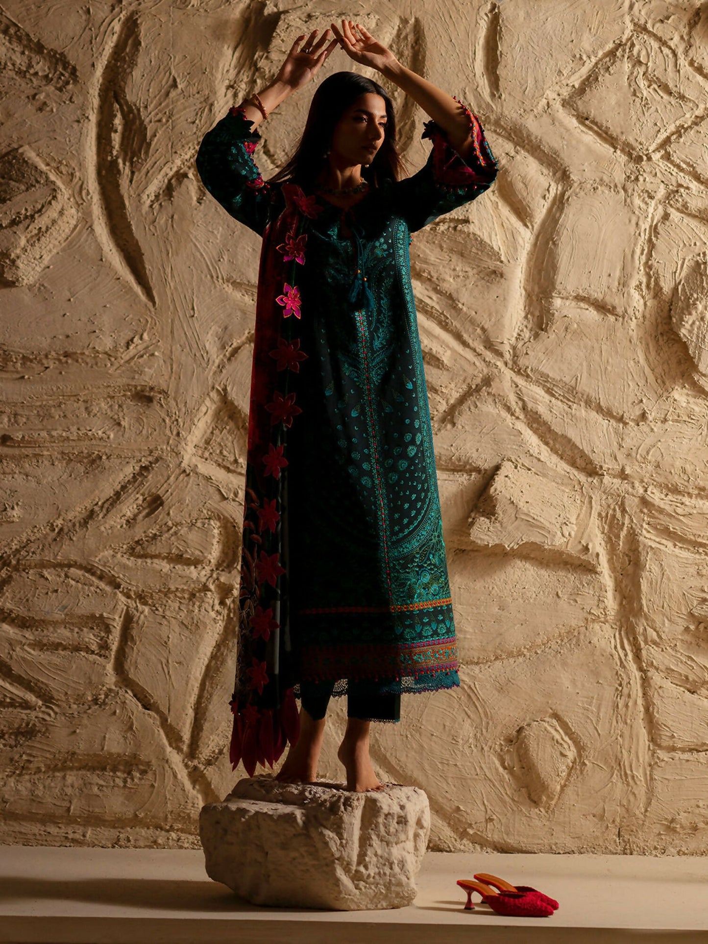 Binilyas Saqqara Kotrai Embroidered Stitched 3-Piece Suit-166-B