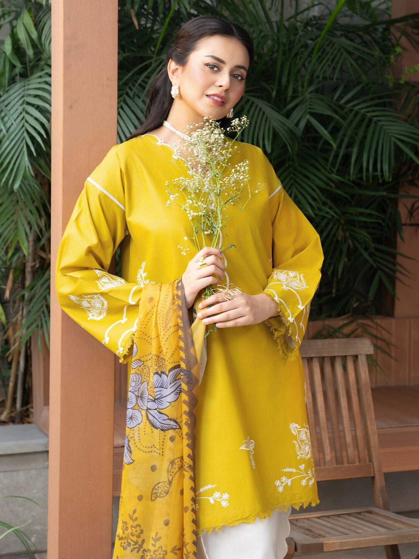 Panache Apparel Solid Story Cotton Lawn Embroidered Stitched Suit-Orah