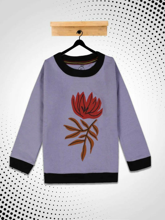 Blue Purple Funky's Printed Floral Printed Sweat Shirt-10209
