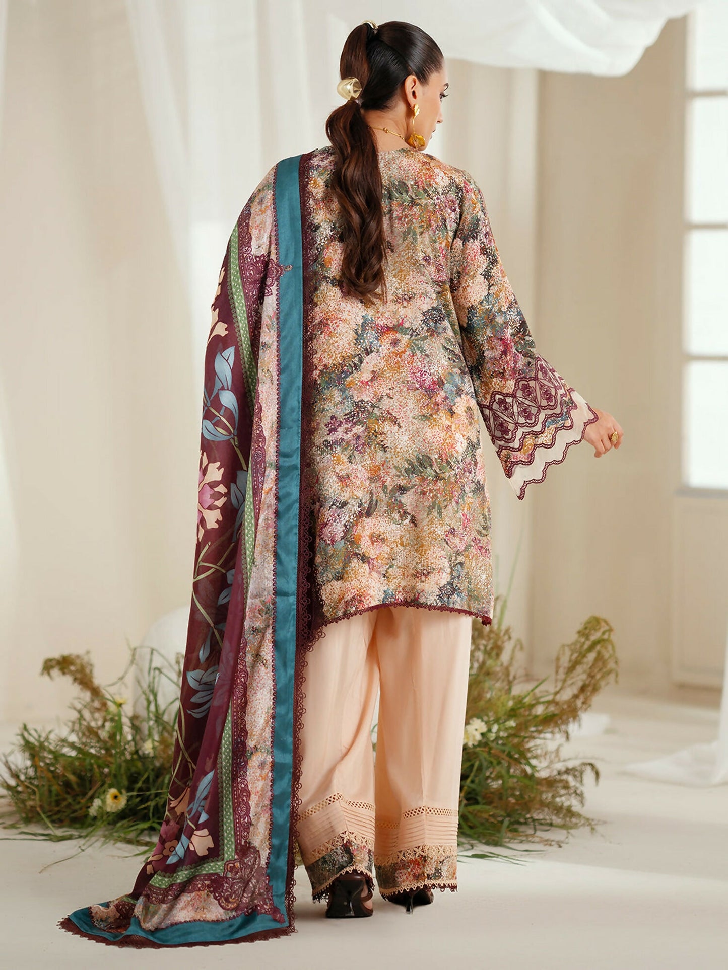 Binilyas Eres Bonita Viscose Embroidered Stitched 3-Piece Suit-1104-B
