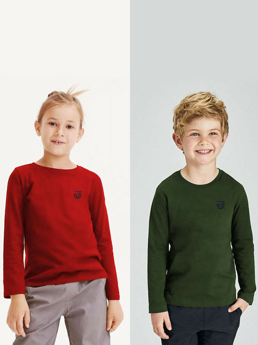 Kids’ full sleeves cotton single jersey t-shirt with Jupiter embroidery logo on chest.