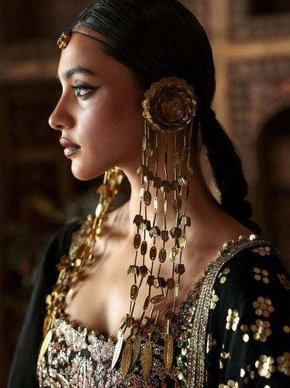 Hussain Rehar Massarat Festive Unstitched'25 Korean Raw Silk Embroidered 3-Piece Suit-Noor Jehan