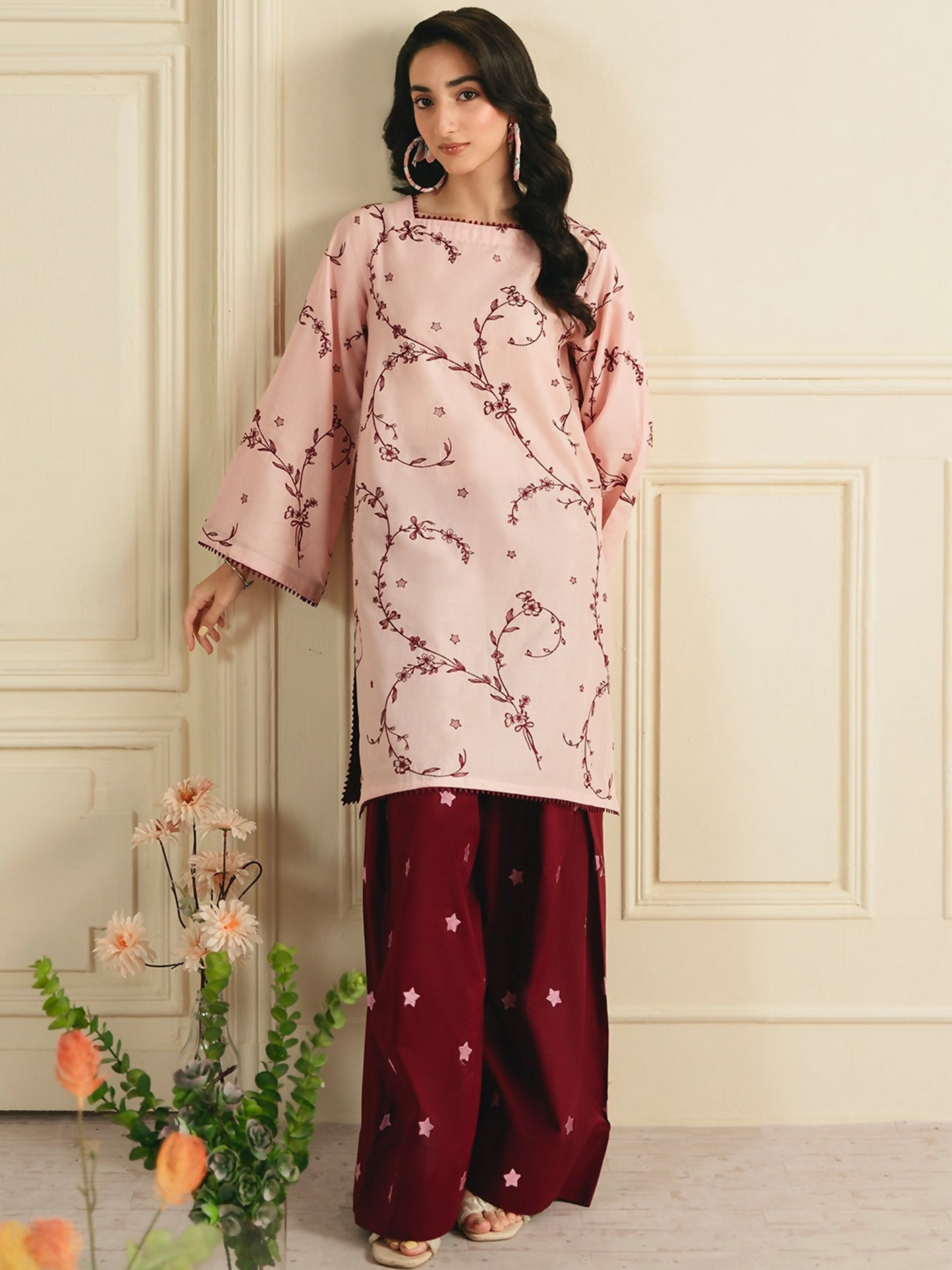 Mannat Clothing Boho Summer'26 Cotton Embroidered Stitched Suit-Soft Vine