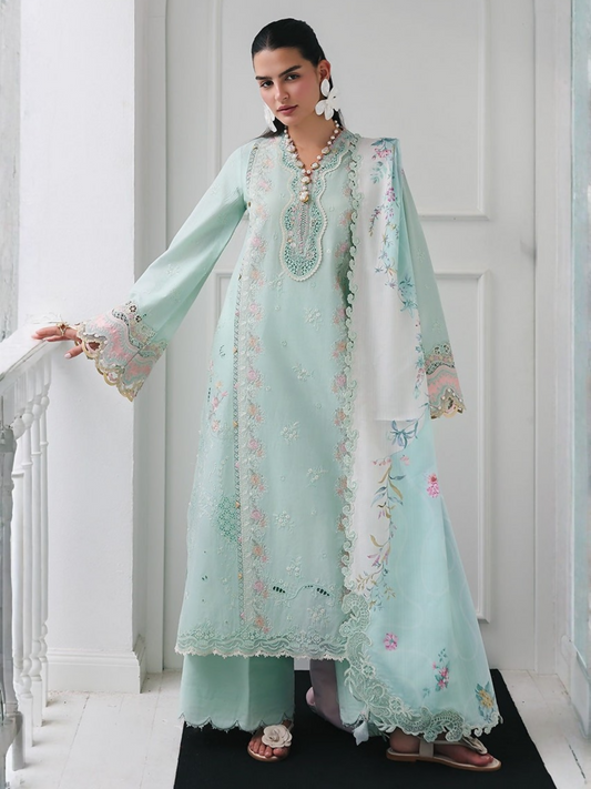 Qalamkar Qline Lawn Drop-1 Embroidered Unstitched 3-Piece Suit-RP-05-Raha