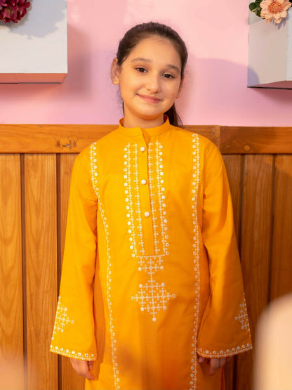 Velvour Girls Cotton Embroidered Stitched 2-Piece Suit-VG103-B