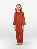 Velvour Girls Cotton Embroidered Stitched 2-Piece Suit-VG101-C