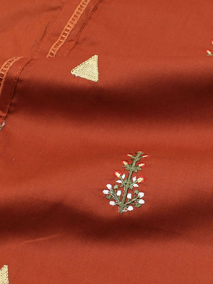 Velvour Girls Cotton Embroidered Stitched 2-Piece Suit-VG101-C