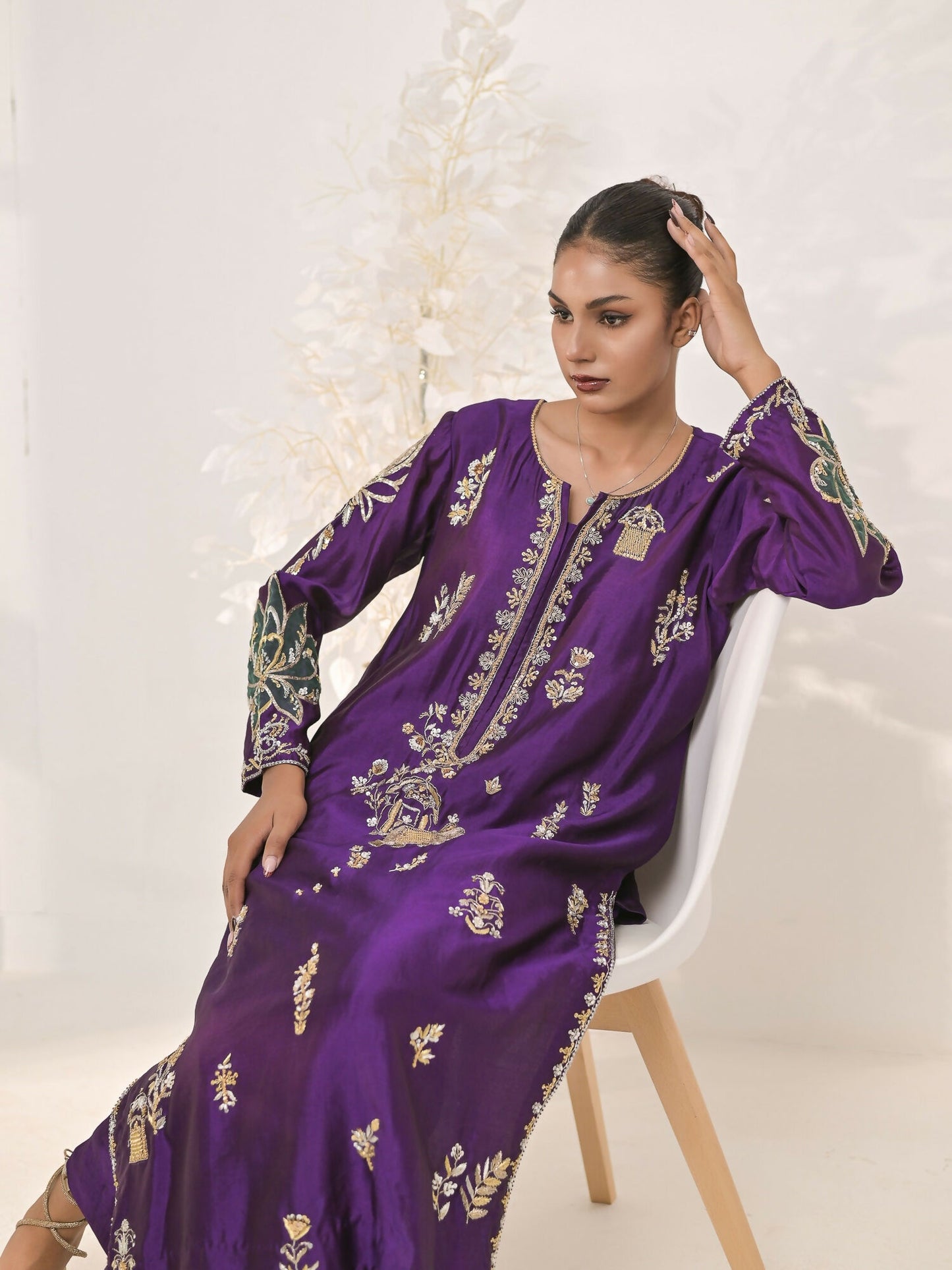 Ruby's Couture The Luxe Edit Shesha Silk Embellished Stitched 2-Piece Suit-Mashal