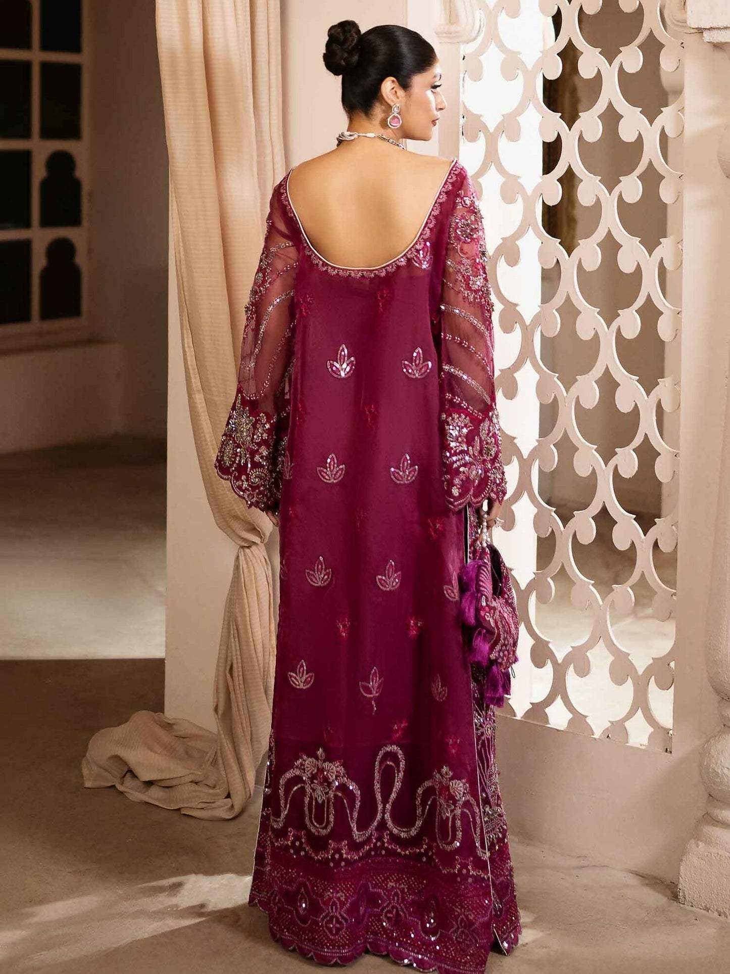 Shiza Hassan Shehnai Organza Embellished Stitched 4-Piece Suit-Ceila
