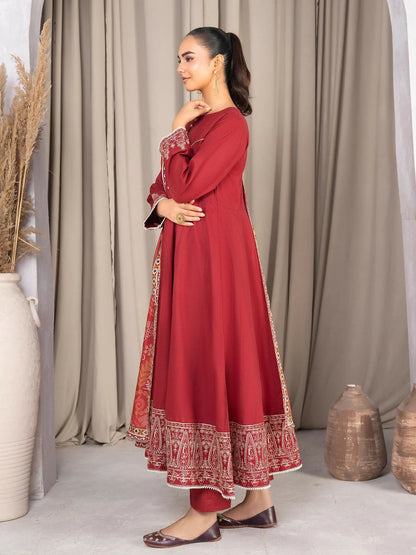 Panache Apparel Winter Basics Khaddar Embroidered Stitched 3-Piece Suit-Feathers