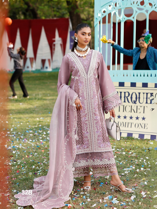 Lilac Binilyas Carnival Lawn Embroidered Unstitched 3 Piece Suit-32B