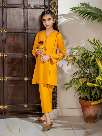 Velvour Girls Cotton Embroidered Stitched 2-Piece Suit-VG106-A