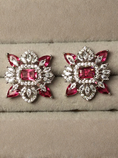 H&A Jewellery One Carat Silver Rhodium Plated Stud Earrings