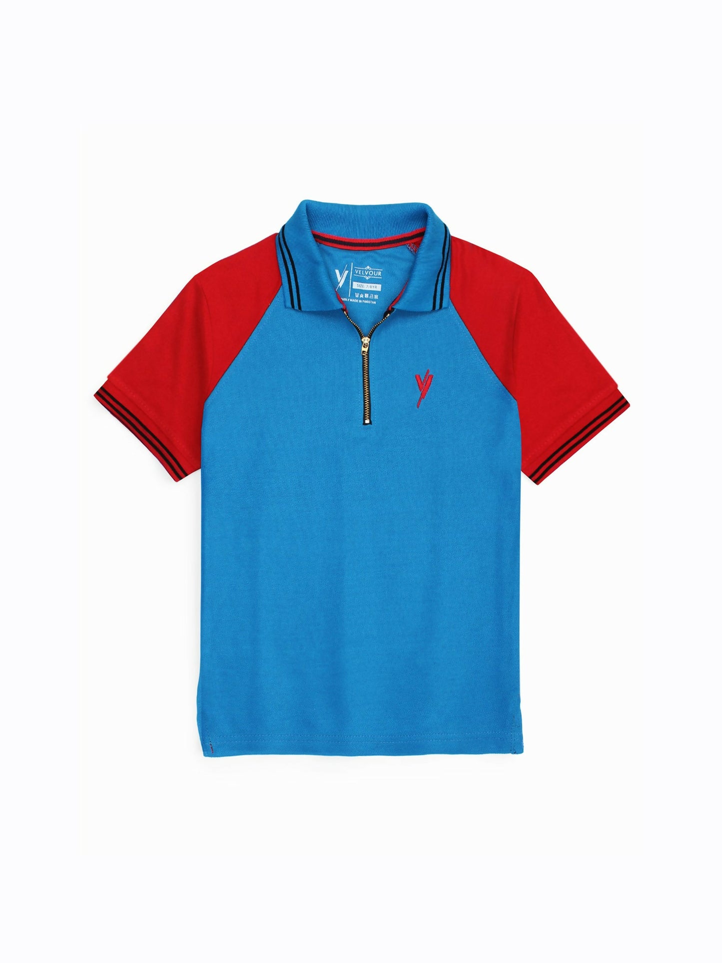 Velvour Boys Pique Tipping Collar Polo Shirt-VP15-C