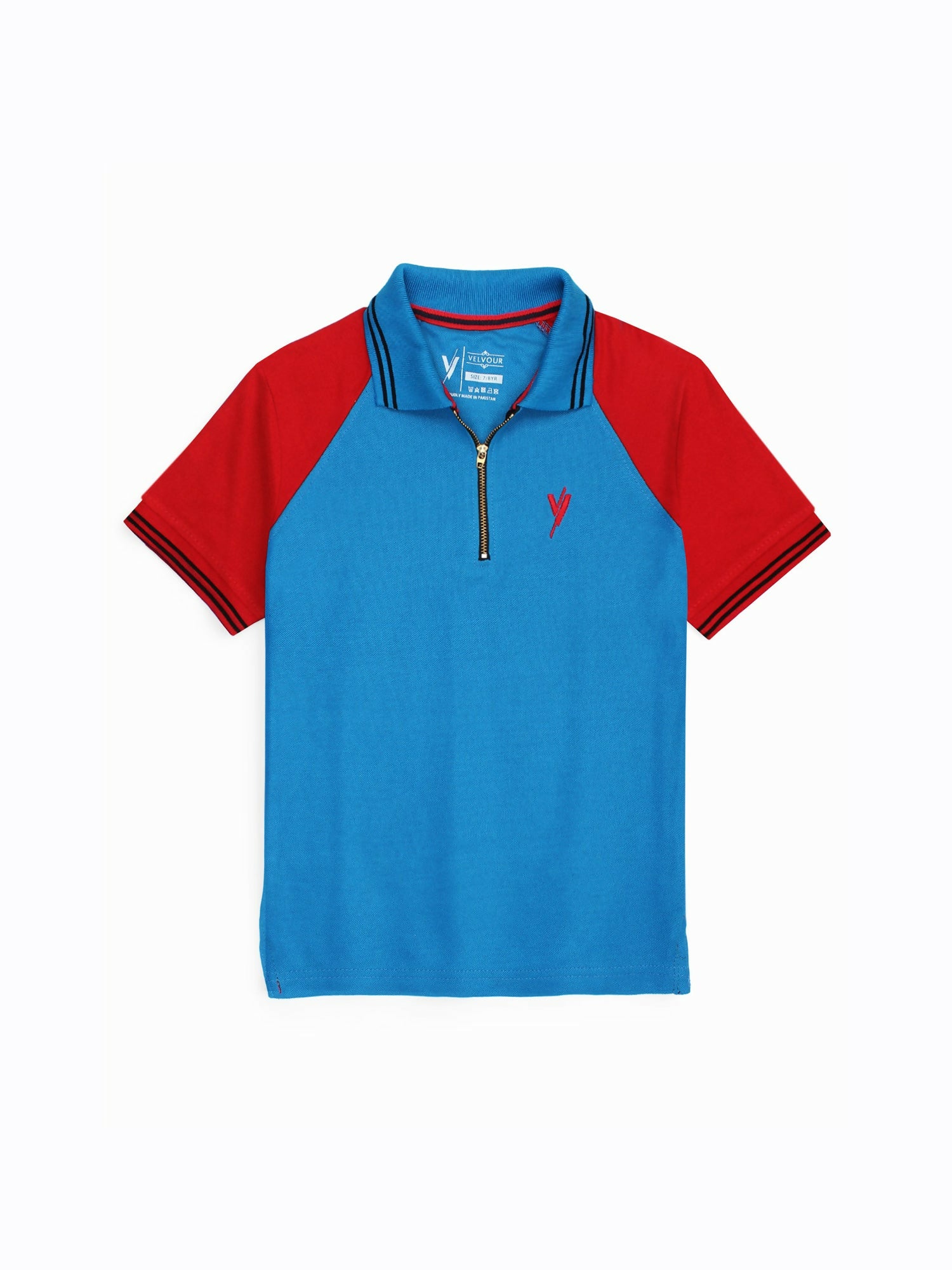 Velvour Boys Pique Tipping Collar Polo Shirt-VP15-C