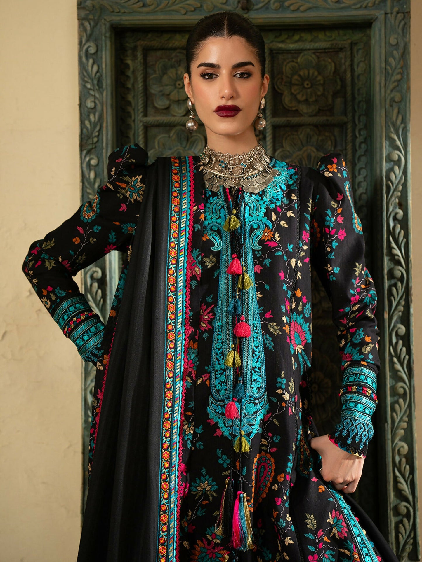 Binilyas Gulrukh Khaddar Embroidered Unstitched 3-Piece Suit-67-A