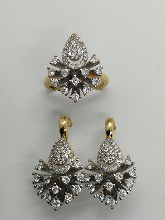H&A Jewellery Dual Tone Earrings and Ring Set