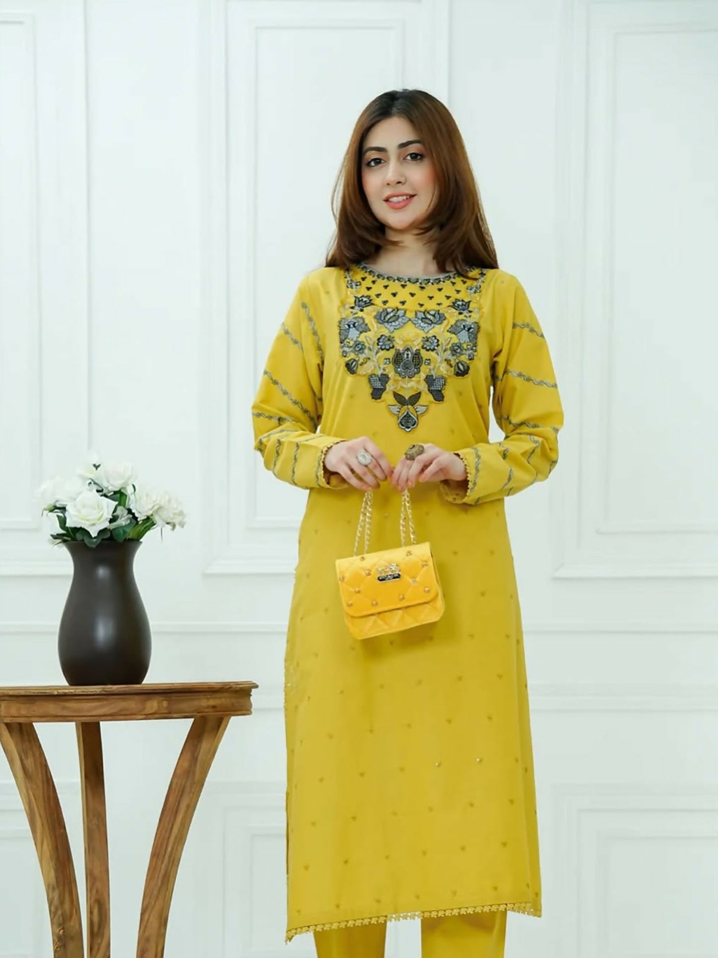 Tawakal Closet Cotton Embroidered Stitched 2-Piece Suit-Shamsa