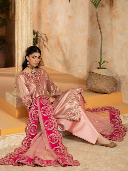 Shurooq Kanpur 1912 Tissue Embellished Stitched 3-Piece Suit-Sukhan